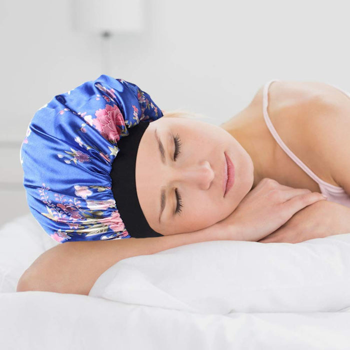 4-pakowa miękka satynowa czapka do spania Wide Band Salon Bonnet Silk Nocny kapelusz wypadanie włosów dla kobiet, 4 rodzaje