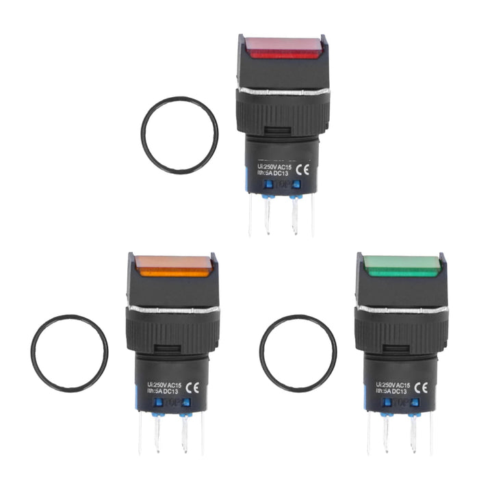 25 Sztuk Samozamykające Małe Przełączniki Zasilania Przełącznik Wciskany ze światłem 16mm Kwadrat 24V 5A do Urządzeń Automatyki Sprzęt Agd(czerwony)