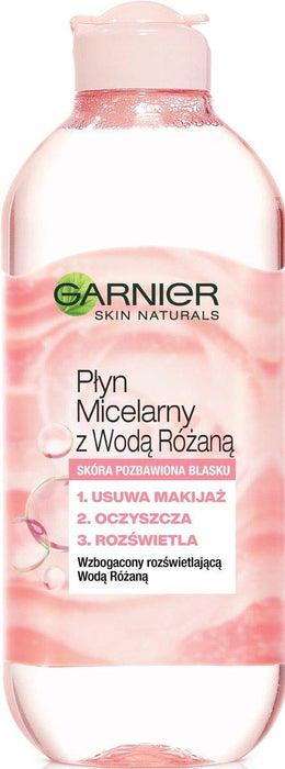 Garnier Płyn micelarny z wodą różaną, skóra pozbawiona blasku, 400 ml