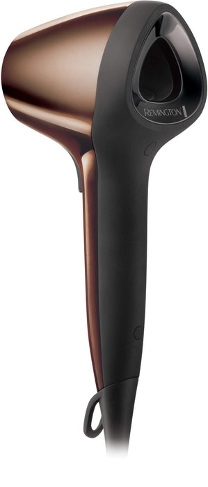 Remington suszarka do włosów z jonizacją, z krótką dyszą, przepływ powietrza 3D, 2 koncentratory i dyfuzor, zimny nawiew, mata antypoślizgowa, przewód 3m, moc 1800W, brązowo-czarna, Air3D Bronze D7777