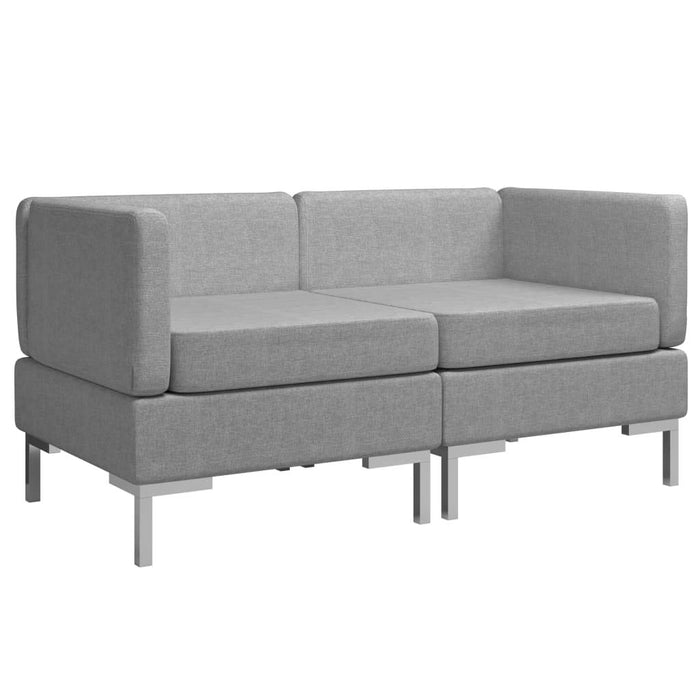 Irfora Modular sofa narożna modułowa sofa środkowa, rattan, sofa narożna, meble ogrodowe, kanapa narożna, 2 sztuki, z nakładkami, materiał jasnoszary