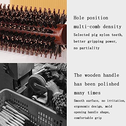 MMSSY Szczotka do suszarek do włosów,lokówka z okrągłą do z włosiem dzika masaż głowy pielęgnacja, do suszenia drewnianą beczką stylizacji prostowanie, loki