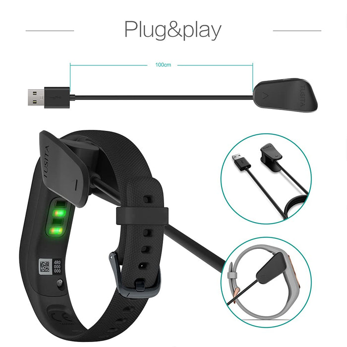 TUSITA Ładowarka Kompatybilny z Garmin Vivosmart 4 Activity Tracker - Kabel USB Klips Ładowarki Ładujący 3,3 stopy/100cm - Akcesoria do Smartwatcha