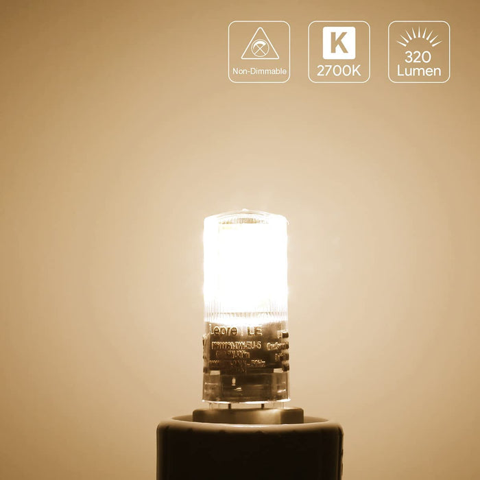 LE Żarówki LED G9, ciepła biała żarówka LED G9, odpowiednik żarówek halogenowych 30 W G9, 2,6 W, 320 lm, energooszczędna żarówka G9 2700 K dla Chanderliers i innych, nie ściemniana, 5 sztuk