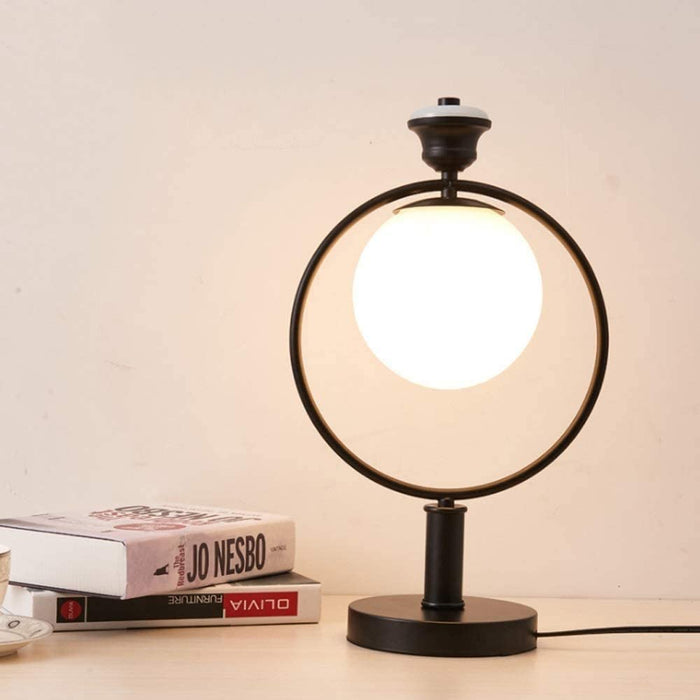 ZHLFDC Sypialnia nocna lampa stołowa Przycisk przełącznik E27 śruba LED, żarówka oszczędzająca energooszczędna, żarówka Edison Lampa stołowa półprzezroczyste szklane lampy kutego żelaza lampa ludzka c