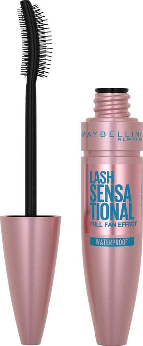 Maybelline New York Lash Sensational wodoodporny rozdzielający i pogrubiający tusz do rzęs, maskara nadająca objętość bez grudek i sklejania, 01 Black, 9,5 ml