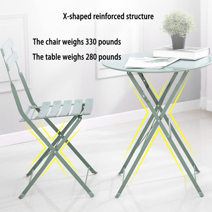 SHAOO Składany stół tarasowy i krzesło, trzyczęściowe meble składane do wewnątrz i na zewnątrz, mocne żelazne wsparcie, wielofunkcyjne zastosowanie, wygodne przechowywanie, odpowiednie do salonu / jadalni / tarasu.