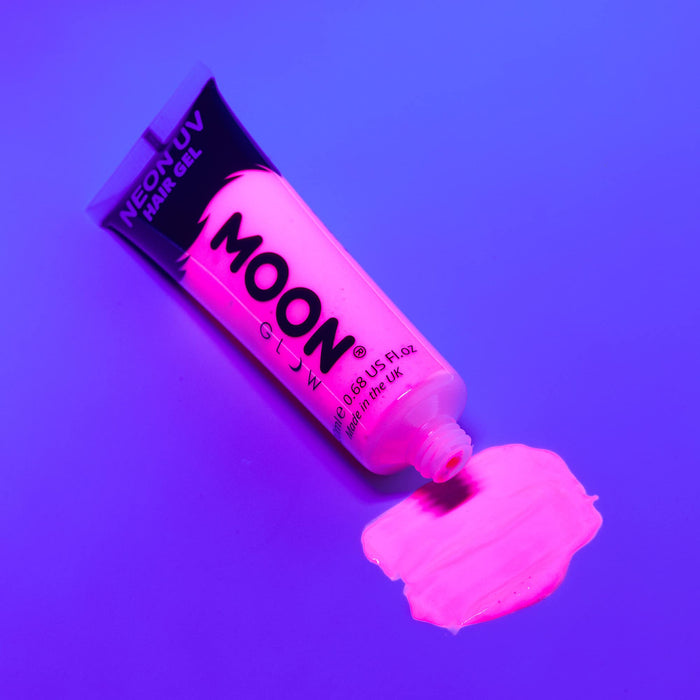Moon Glow - Neonowy żel do włosów UV – zestaw 20 ml z 8 produktami – zrób sobie świecące kolce.