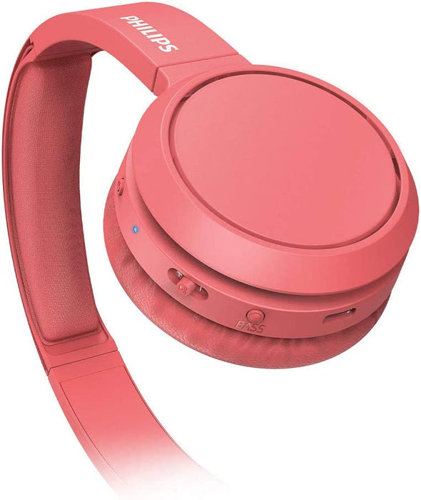 Philips On Ear H4205RD/00 słuchawki z przyciskiem Bass Boost (Bluetooth, czas odtwarzania 29 godzin, funkcja szybkiego ładowania, izolacja hałasu, składana), kolor czerwony matowy – model 2020/2021
