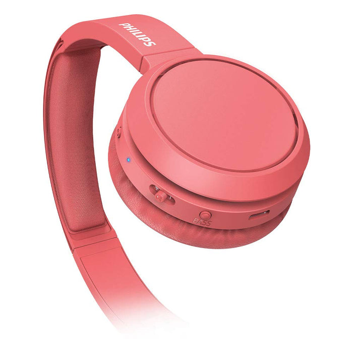 Philips On Ear H4205RD/00 słuchawki z przyciskiem Bass Boost (Bluetooth, czas odtwarzania 29 godzin, funkcja szybkiego ładowania, izolacja hałasu, składana), kolor czerwony matowy – model 2020/2021