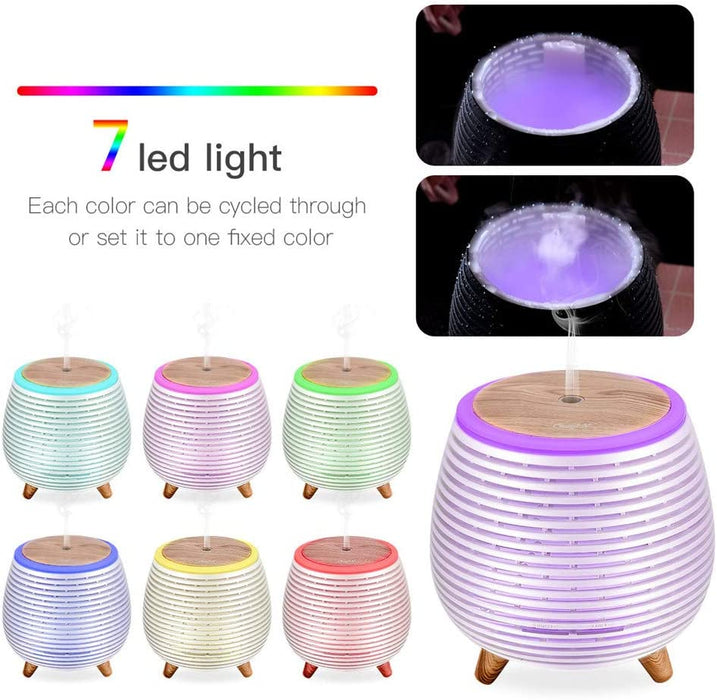 Elektryczny nawilżacz powietrza do olejków eterycznych, cichy, 7 kolorowych lamp, 2 tryby sprayu, automatyczne wyłączanie, do domu, sypialni, jako dekoracja pomieszczenia