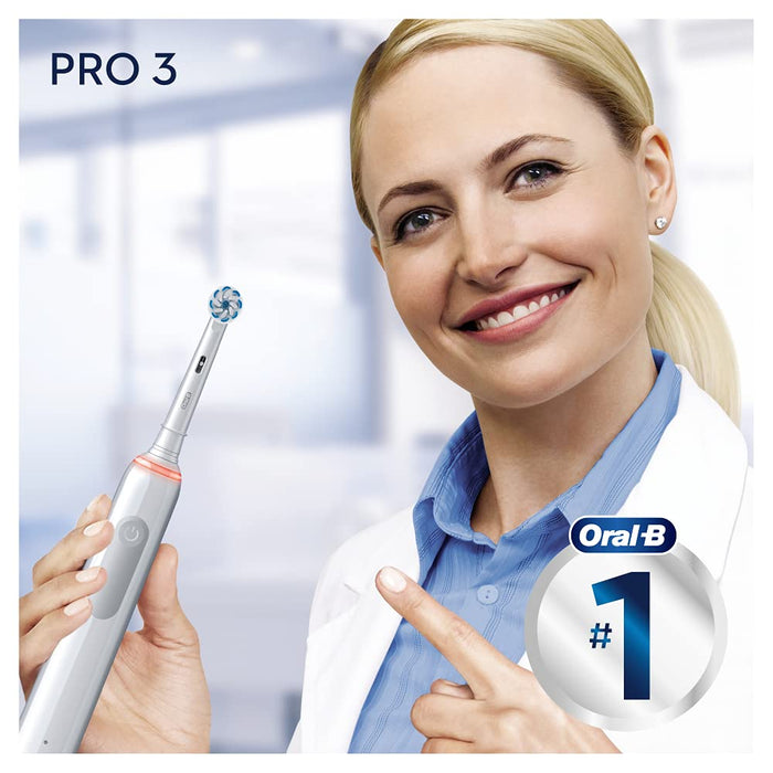 Oral-B PRO 3 3500 elektryczna szczoteczka do zębów, z 3 trybami czyszczenia i wizualną kontrolą docisku 360° do pielęgnacji zębów, etui podróżne, prezent dla niej / niego, biała