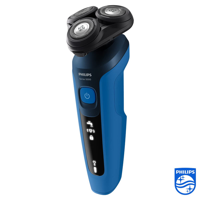 Philips Series 5000 S5466/18, Elektryczna golarka na mokro i na sucho, wydajne i delikatne golenie, system cięcia SteelPrecision, elastyczne głowice tnące 360°, czas pracy 60 min, Dark Royal Blue