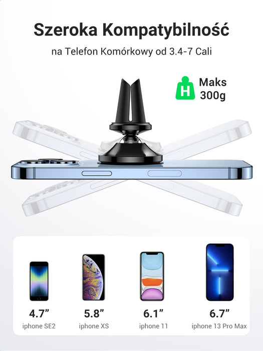 UGREEN Uchwyt Samochodowy na Telefon Uchwyt Magnetyczny z 2 Metalowymi Płytkami Kompatybilny z iPhone Galaxy Redmi Huawei Xiaomi LG