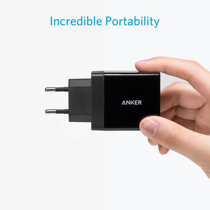 Anker 24W 2-Port USB Ladegerät mit PowerIQ Technologie für iPhone, iPad, Samsung Galaxy, Nexus, HTC, Motorola, LG und viele mehr (Schwarz)