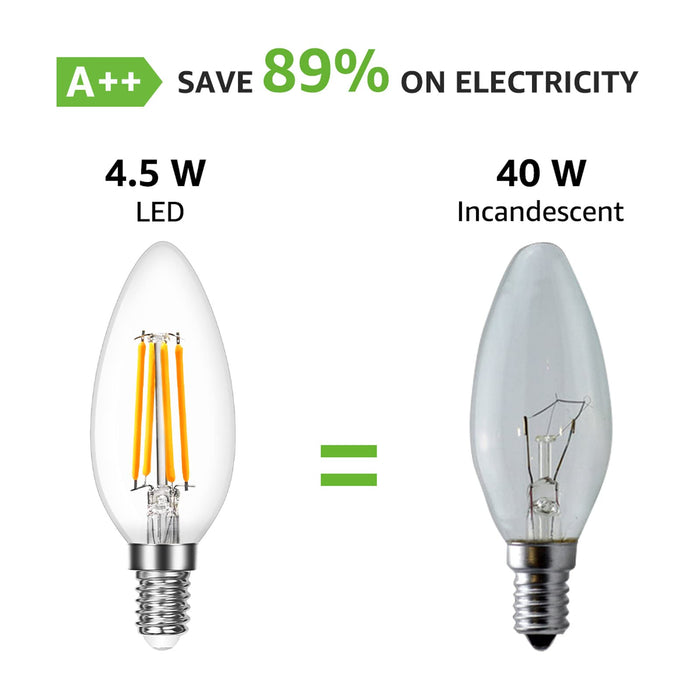 Lepro Żarówka LED E14, 4,5 W, E14 LED, E14 LED, ciepła biel, 6 sztuk, 470 lumenów, klasyczna lampa w kształcie świecy, 2700 kelwinów ciepła biel, zastępuje 40 W, E14 Edison Vintage