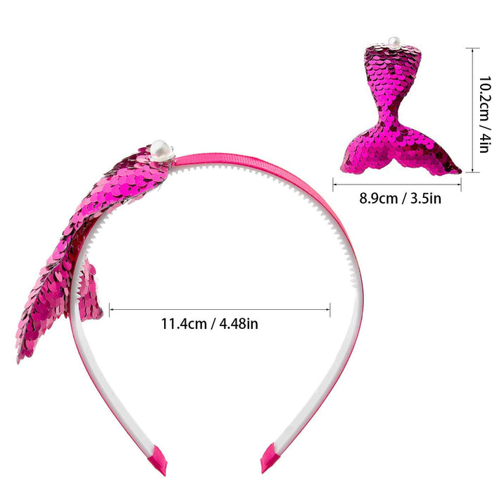 Opaska do włosów w kształcie syrenki, 6 sztuk, opaska na włosy z cekinami, elastyczna opaska na czoło z syrenką, błyszcząca syrenka, opaska na włosy z cekinami, opaska na czoło