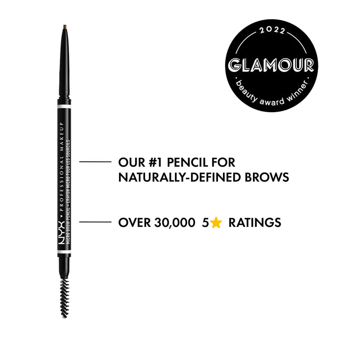 NYX Professional Makeup Micro Brow Pencil ołówek do brwi mechaniczny, wysuwany ze szczoteczką, 5 Ash brown, 0,5 g