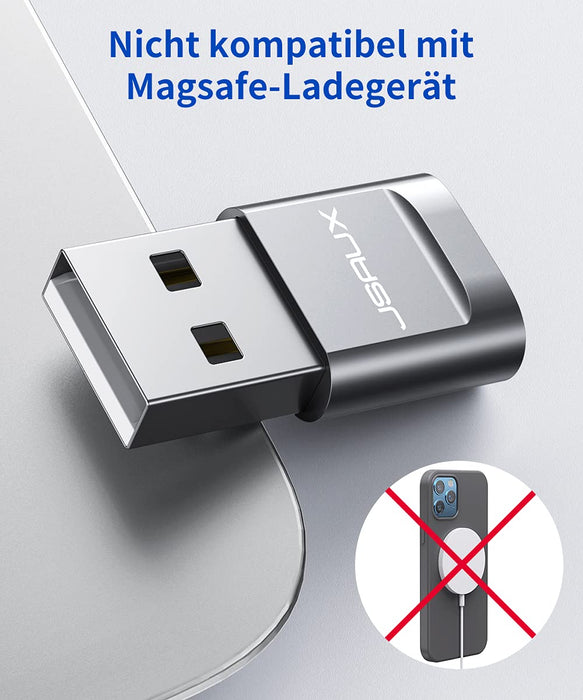 JSAUX Adapter USB A na USB C [2 sztuki] USB typ C kompatybilny z MacBook Pro 2018/2017/2016, Samsung Galaxy A70/A50/S9/S8//S8+/Note 8, Google Pixel 2/2XL, Nexus 6P/5X, LG G5/G6 szary