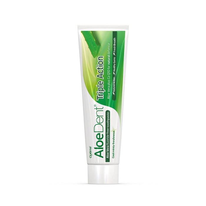 AloeDent Triple Action Aloe Vera pasta do zębów, bez fluoru, 1 opakowanie (1 x 100 ml)