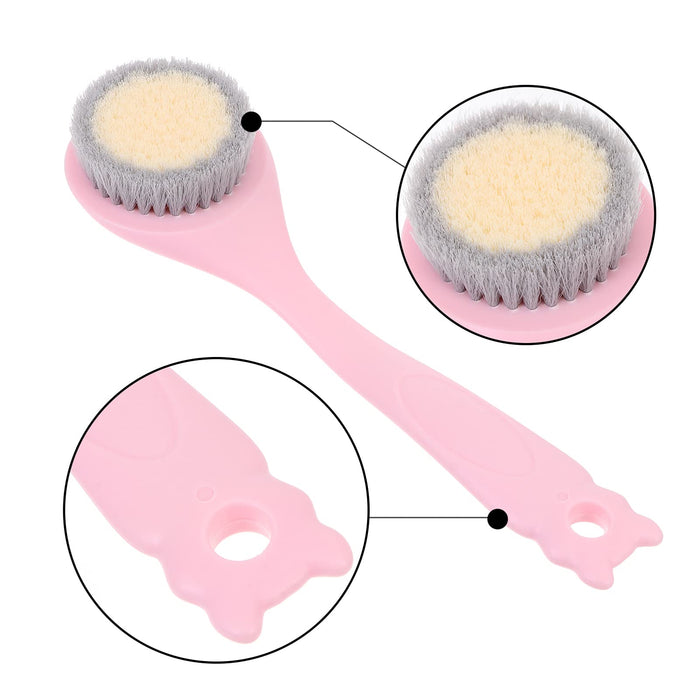 HEALLILY Do Kąpieli Szczotka Do Ciała Z Miękkie Włosie Długa Rączka Prysznicowa Szczotka Do Powrót Scrubber Delikatny Peeling Dla Mokro I Sucho Szczotkowania (Różowy)