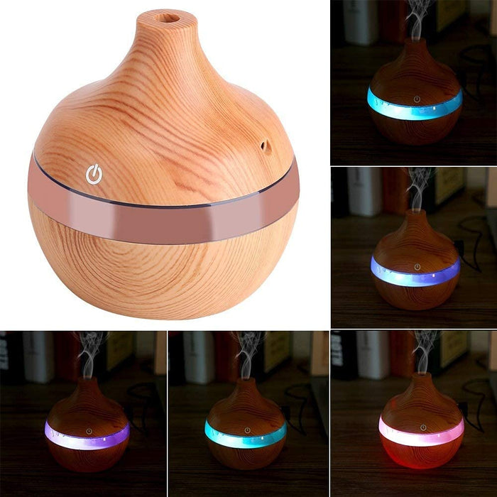 Regun Nawilżacz, 300 ml USB LED Dotykowy nawilżacz powietrza z drewna Ziarna Oczyszczacz Dyfuzor oleju