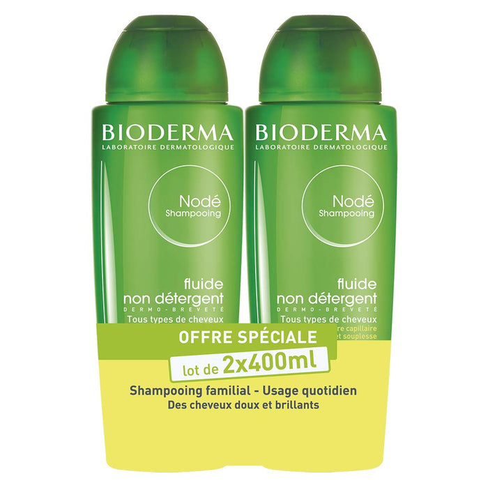 Nodé Fluide szampon – 2 x 400 ml | delikatnie czyści – przywraca blask i elastyczność włosom | wszystkie rodzaje włosów