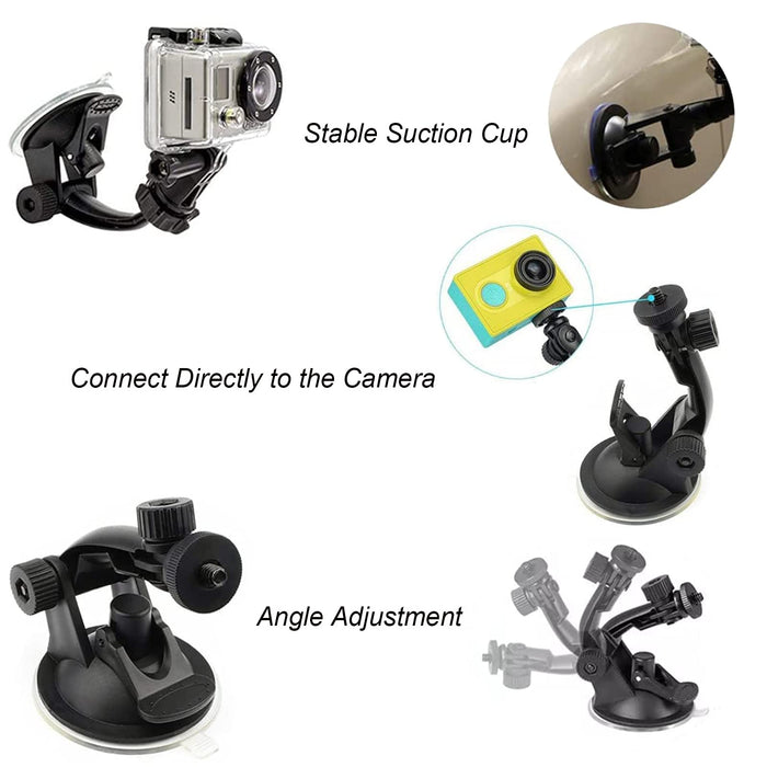 TEKCAM Akcesoria do kamer sportowych, wysuwany uchwyt do selfie i uchwyt na kubek suctin kompatybilny z kamerą sportową Gopro 10 9 8 7/AKASO EK7000 Pro V50X/Dragon Touch/APEXCAM 4K