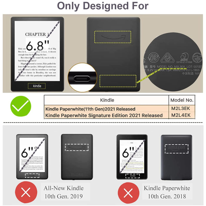 ZhaoCo Etui do 6,8-calowego Kindle Paperwhite (11. generacji-2021) i Kindle Paperwhite Signature Edition, etui ze skóry PU, wyświetlacz pionowy i poziomy - malowanie