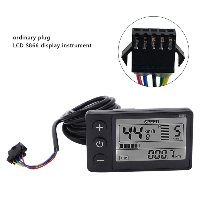 Wyświetlacz LCD roweru elektrycznego, panel wyświetlacza 24 V 36 V 48 V z podświetleniem, miernik wyświetlacza LCD do roweru elektrycznego, odpowiedni do kierownicy 22,2 mm / 0,9 cala