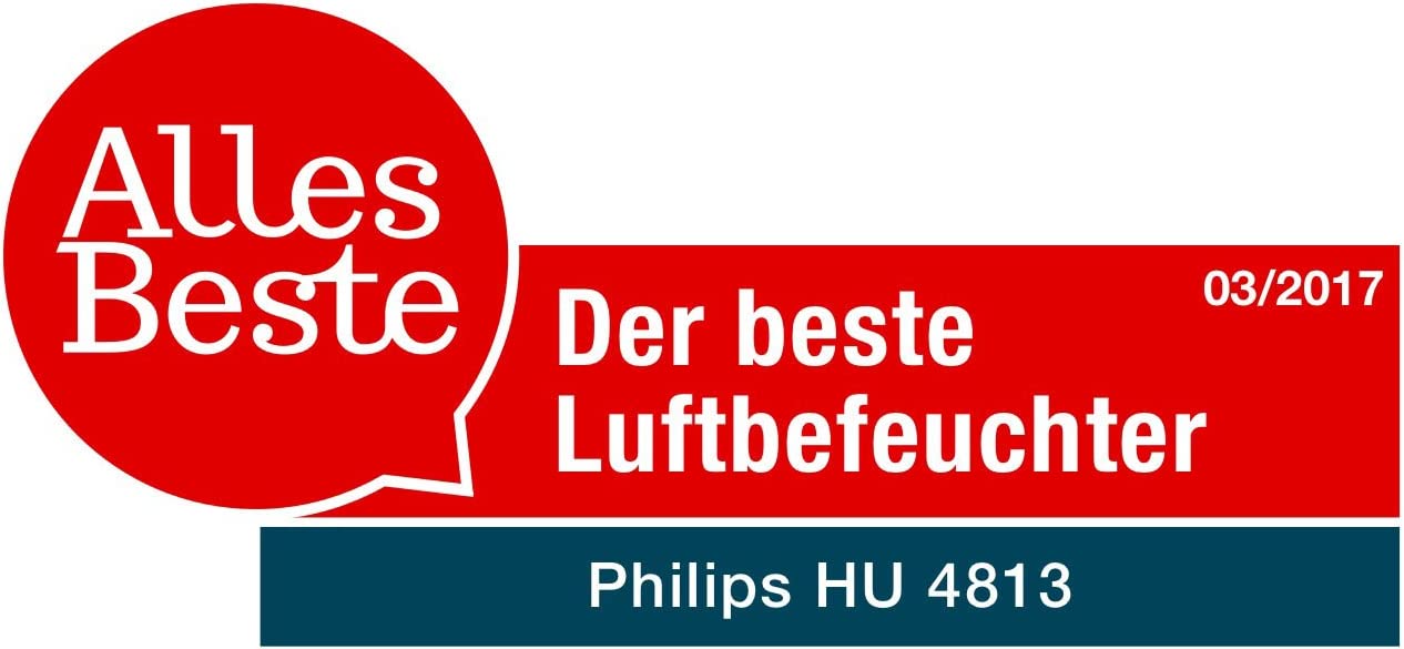 Philips HU4813 10 nawilżacz powietrza do 44 m², higieniczna technologia NanoCloud, cichy tryb nocny, tryb automatyczny, kolor czarny