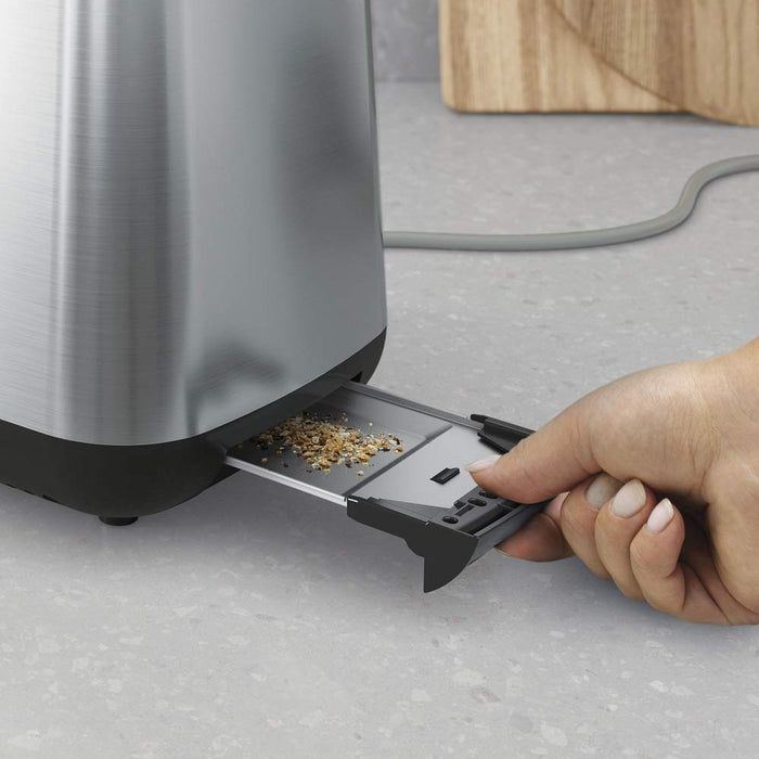 Electrolux Toster, Toster dwukomorowy, 7 stopni przyrumienienia, Funkcja stop, Funkcja rozmrażania i podgrzewania, Wyjmowana tacka na okruchy E3T1-3ST, Stalowy