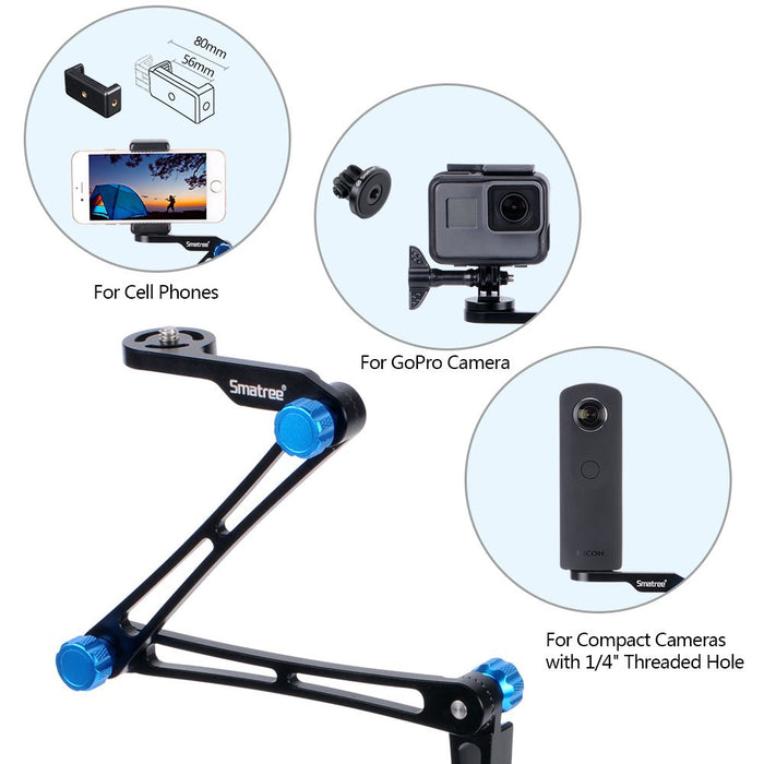 Smatree X1S aluminiowy składany maszt ze statywem do GoPro Hero Max, GoPro Fusion, GoPro Hero 2018, GoPro Hero 10/9/8/7/6/5/4/3/2/1, DJI Osmo Action i Logitech Webcam C925e C922x