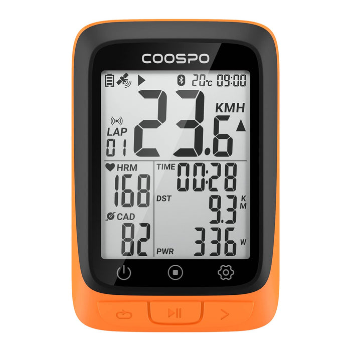 COOSPO Bezprzewodowy komputer rowerowy GPS, komputer do jazdy na rowerze, GPS z Bluetooth/ANT+, wodoszczelny komputer rowerowy z automatycznym podświetleniem, wyświetlacz LCD o przekątnej 2,3 cala