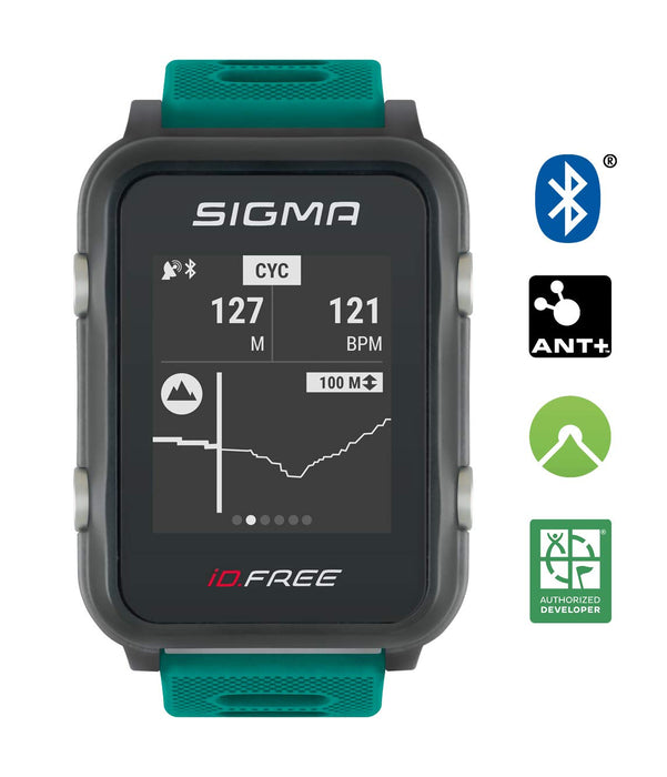 iD.FREE GPS Multisport zegarek do aktywności na świeżym powietrzu i nawigacji, Smart Notifications, geocaching, pomiar tętna na nadgarstku, wodoszczelny, z uchwytem na rower
