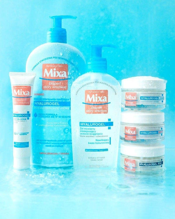 Mixa Hyalurogel lekki krem do twarzy z kwasem hialuronowym i gliceryną do skóry wrażliwej i odwodnionej, nawilżenie do 24 godzin, 50 ml