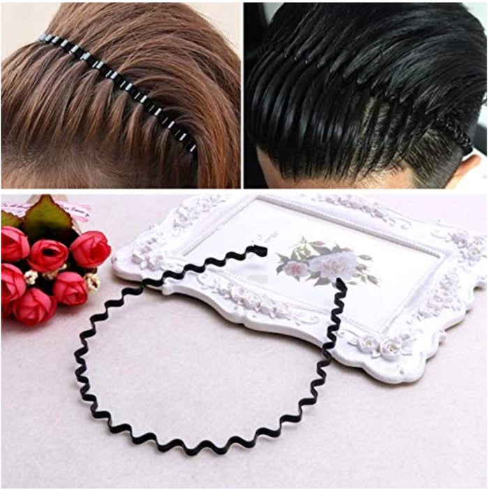 6 sztuk metalowych opasek na włosy czarny unisex metal czarne opaski do włosów fala metalowa opaska na czoło opaski na włosy wielokolorowe wiosna falista metalowa opaska na włosy opaska na włosy opaska do włosów dla mężczyzn (czarna 6)