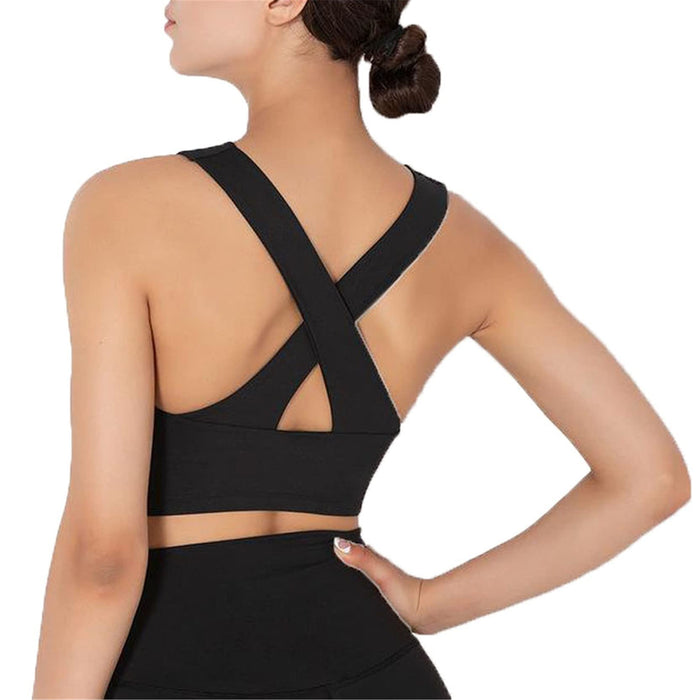 Damski biustonosz sportowy joga top, Damskie Sexy Cross Back Hollow Out Padded Wirefree Biustonosz Biustonosz Moda Oddychające Tank uprawy jogi Topy do ćwiczeń fitness top do jogi fitnessu treningu wy