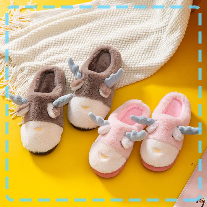 Kapcie Damskie Zimowe Puszyste śliczne Ciepłe Kapcie świąteczne Unisex MięKkie Kapcie z Pianki Memory Wygodne Wsuwane Pluszowe Buty Domowe Kapcie świą(Size:35-36 EU=5-6 US=3-4 UK,Color:Purpurowy)