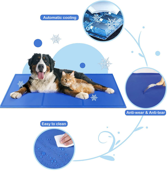 BingoPaw Mata chłodząca dla zwierząt domowych, psy samochłodzące podkładki żelowe lód fajna mata duża aktywowana lato łóżko łóżko łóżko materac poduszki nietoksyczne dla ludzi psów 90 x 50 cm