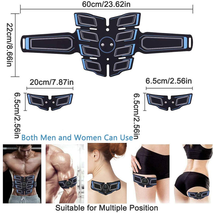 EMS stymulator mięśni, 8 podkładek trener mięśni brzucha toner elektroniczny tonujący paski treningowe domowe urządzenie fitness z USB do ładowania do brzucha nogi mężczyzn i kobiet