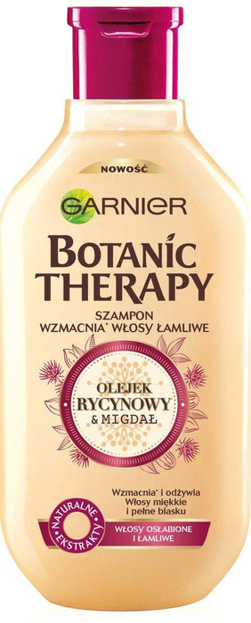Garnier Botanic Therapy Olejek Rycynowy & Migdał szampon do włosów osłabionych i łamliwych, wzmacnia, nadaje miękoość i blask, 400 ml