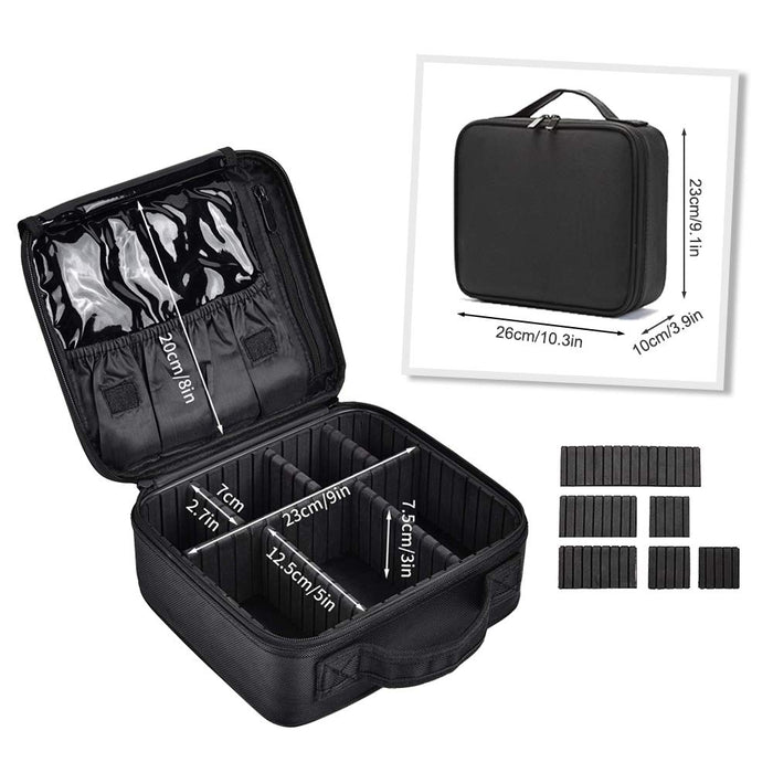 Torba do makijażu LOSMILE, podróżna, duża kosmetyczka, profesjonalny organizer na kosmetyki, etui na akcesoria do makijażu, dla artysty, do pociągu, wodoodporny pokrowiec kosmetyczka z regulowanymi przegrodami, Czarny - L, Black-L, Etui na kosmetyki