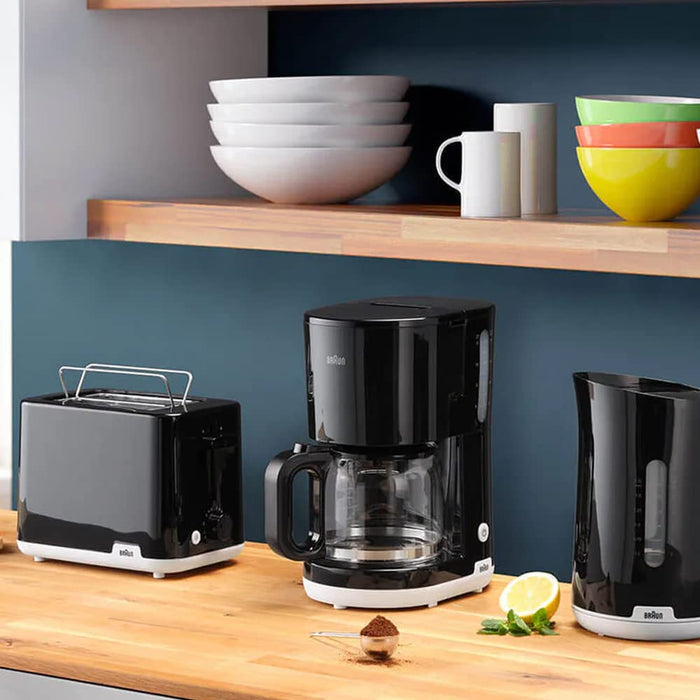 Braun Breakfast1 Collection czajnik elektryczny, obracany o 360°, zdejmowany filtr wapienny, pojemność 1,7 l, nie zawiera BPA, WK1100BK, 2200 W, tworzywo sztuczne, czarny