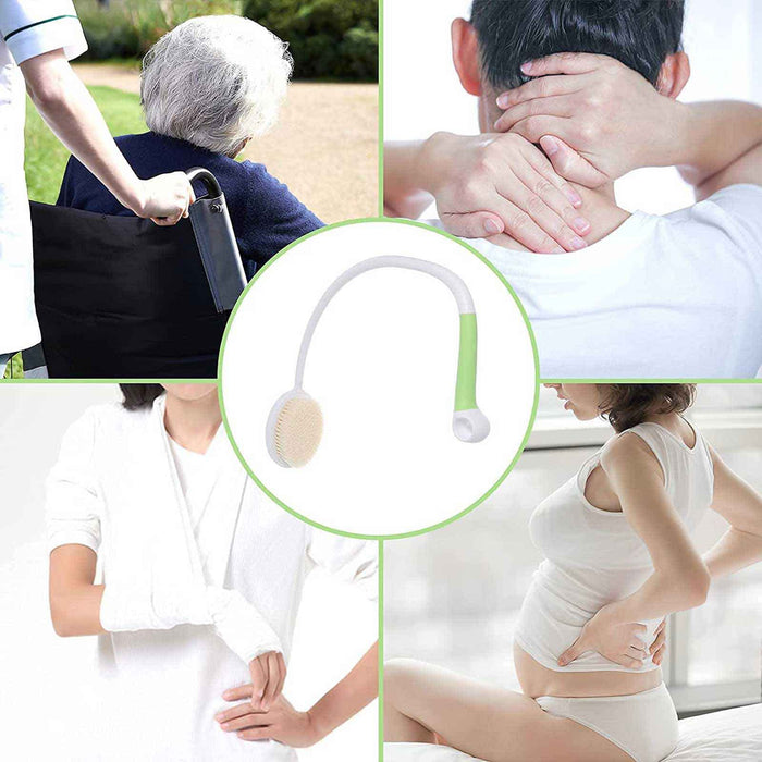 Szczotka do pleców z długim trzonkiem, ergonomiczna szczotka do prysznica z miękkim włosiem, wygodna do wszystkich partii ciała, do każdego rodzaju skóry, delikatny peeling, poprawia zdrowie skóry