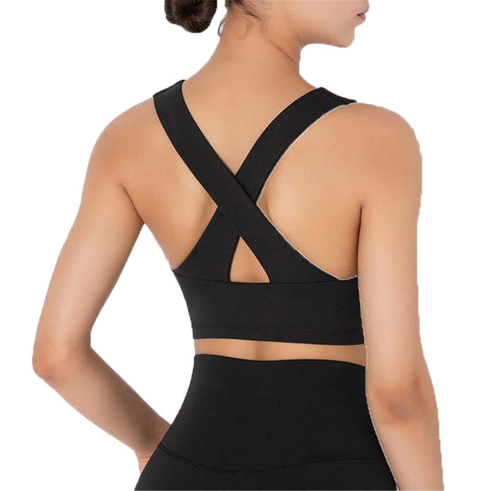 Damski biustonosz sportowy joga top, Damskie Sexy Cross Back Hollow Out Padded Wirefree Biustonosz Biustonosz Moda Oddychające Tank uprawy jogi Topy do ćwiczeń fitness top do jogi fitnessu treningu wy