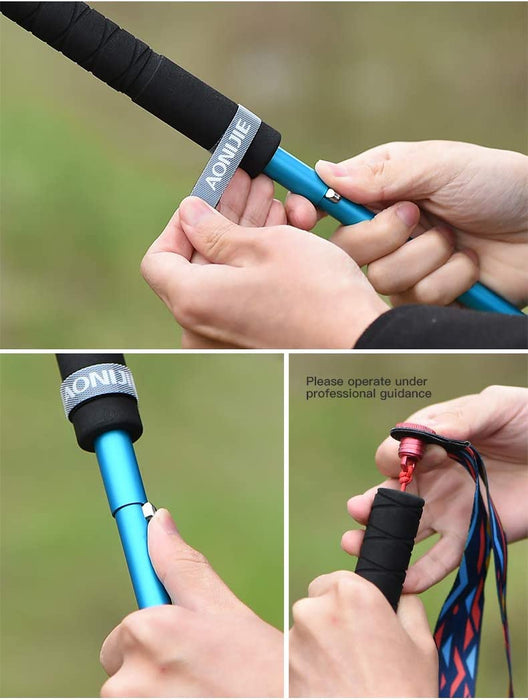 Kijki trekkingowe składane, lekkie, Aonijie aluminiowe kijki turystyczne, 130 cm regulowane, ultralekkie do chodzenia bieganie kijki wyślij 2 szt. para