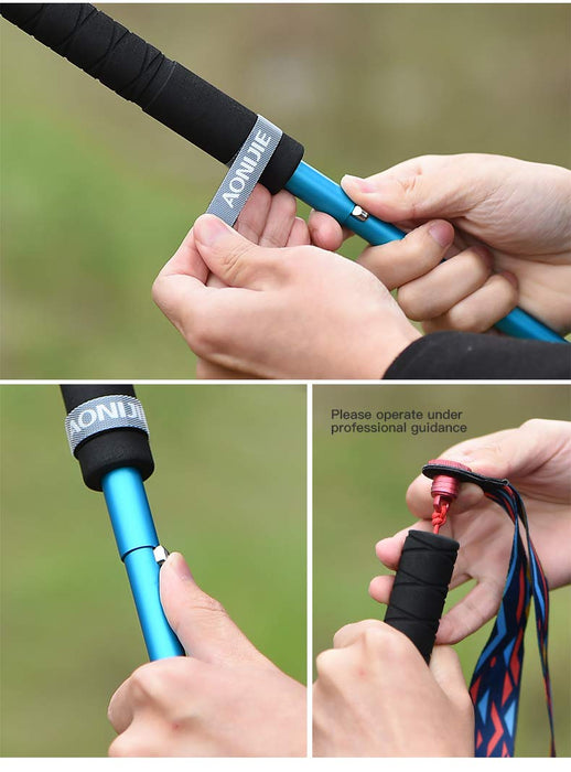 Kijki trekkingowe składane, lekkie, Aonijie aluminiowe kijki turystyczne, 130 cm regulowane, ultralekkie do chodzenia bieganie kijki wyślij 2 szt. para