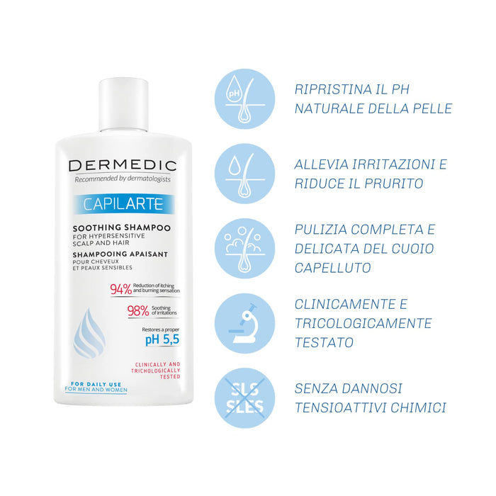 DERMEDIC CAPILARTE Szampon kojący do włosów i nadwrażliwej skóry głowy 300 ml