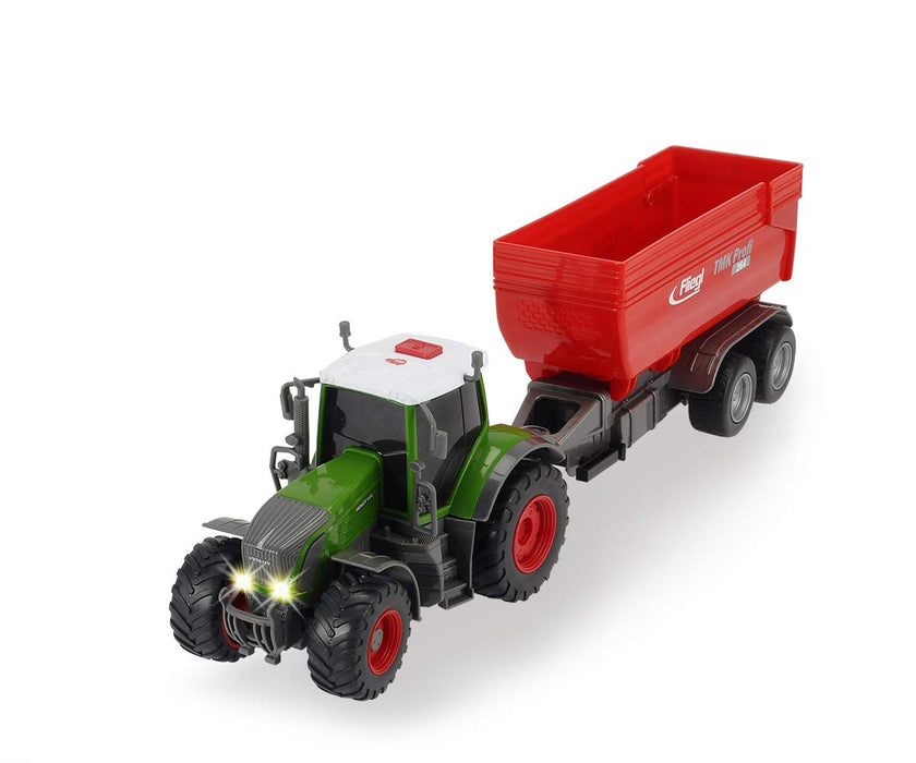 Dickie Toys 203737002 FARM Fendt 939 Vario traktor zabawkowy z przyczepą 41 cm, zabawa w gospodarstwo rolne, podnoszenie i opuszczanie, otwierana tylna klapa, światło i dźwięk, dla dzieci od 3 lat